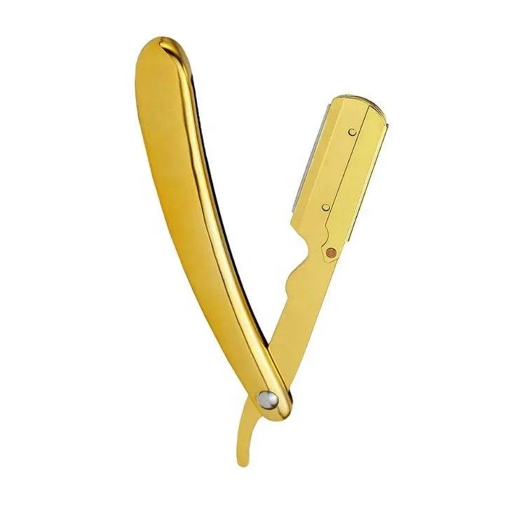 Wholesale Professional Beauty Barber Shaving Razor Gold Plated Single Blade Stainless Steel Cut Throat Barber Razor