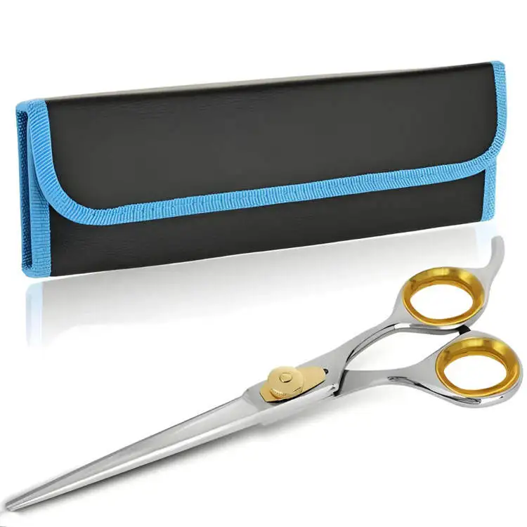 7.5 Inch Gold Touch Stainless Steel Right-handed Barber Hair Cutting Scissors Blunt Blade Medium Handle For Professional Salon