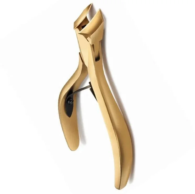 Wholesale Full Gold Heavy Duty Moon Shaped Toe Nail Nipper Box Joint Double Spring Ingrown Nail Cutter Sharp Edge Blades