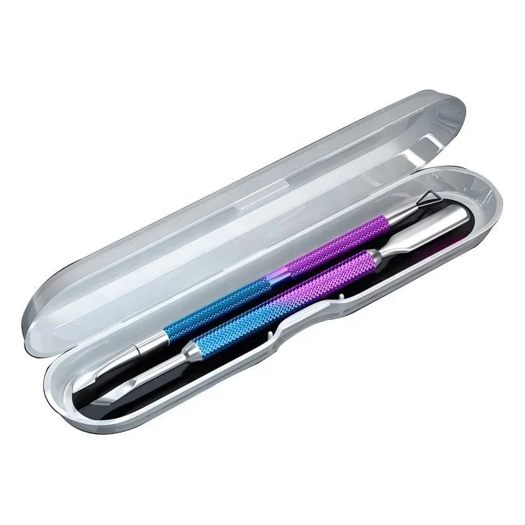 Wholesale Stainless Steel Multi Color Coated Cuticle Pusher Nail Polish Scraper Set Dual End Manicure Pedicure Tool