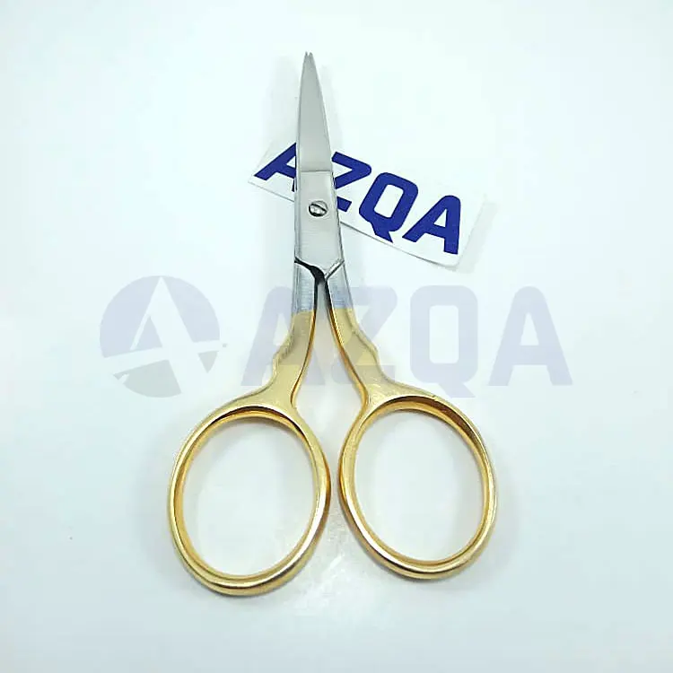 Stainless Steel Embroidery Scissors With Sharp Straight Tips And Gold Plated Finger Loops For Sewing Needlework &amp; Thread Cutting