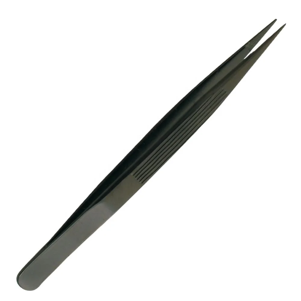 Wholesale Professional Anti Static Matte Black Volume Tweezers Precision Pointed Tip Eyelash Extension Lash Application Tool