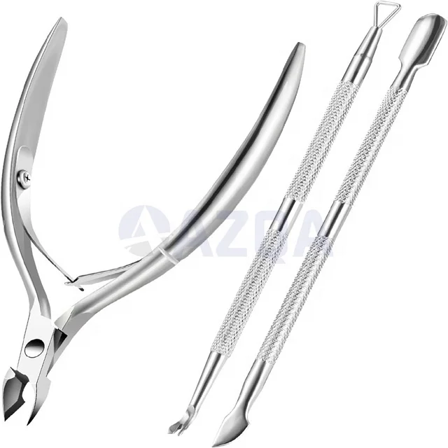 Stainless Steel Cuticle Nipper Pusher And Nail Polish Scraper Set For Manicure Pedicure With Dead Skin Remover Trimmer Tools