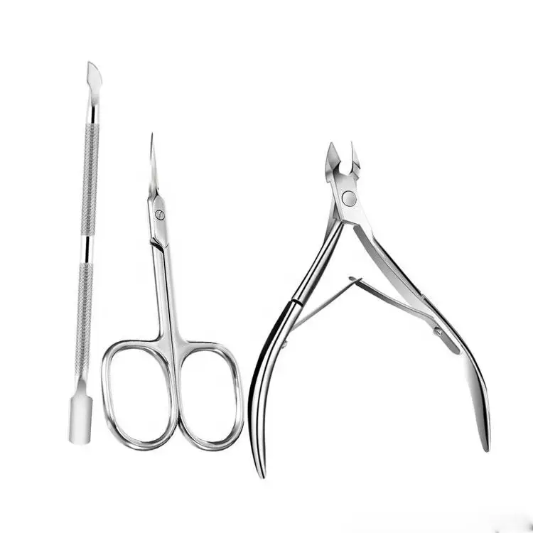 Wholesale Professional Stainless Steel Manicure Pedicure Tool Kit Cuticle Nipper Scissors Cuticle Pusher Nail Care Set