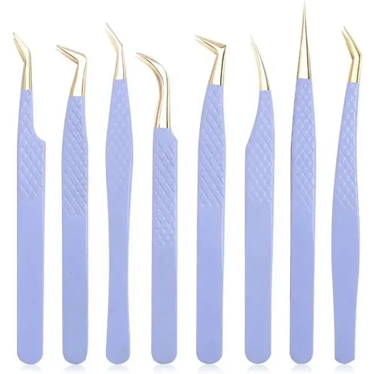Wholesale New Hot Selling Stainless Steel Volume Eyelash Extension Tweezers Set Custom Logo Eyelash Applicator Tools