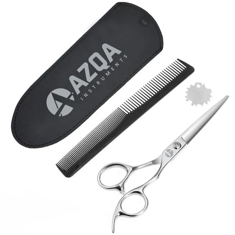 6 Inch Stainless Steel Right-handed Hair Cutting Scissors Blunt Straight Blades Medium Handle Ergonomic Finger Rings Finger Rest