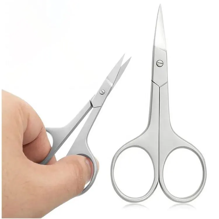 Stainless Steel Curved Blade Right-handed Multi-purpose Cuticle Eyebrow Eyelash Scissors Fine Sharp Tips For Nail Facial