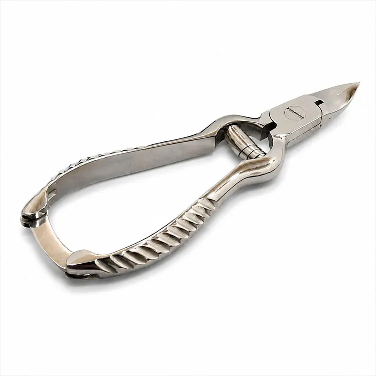 Stainless Steel Heavy Duty Toenail Nipper With Sharp Cutting Jaws Double Action Barrel Spring Box Joint And Textured Handles