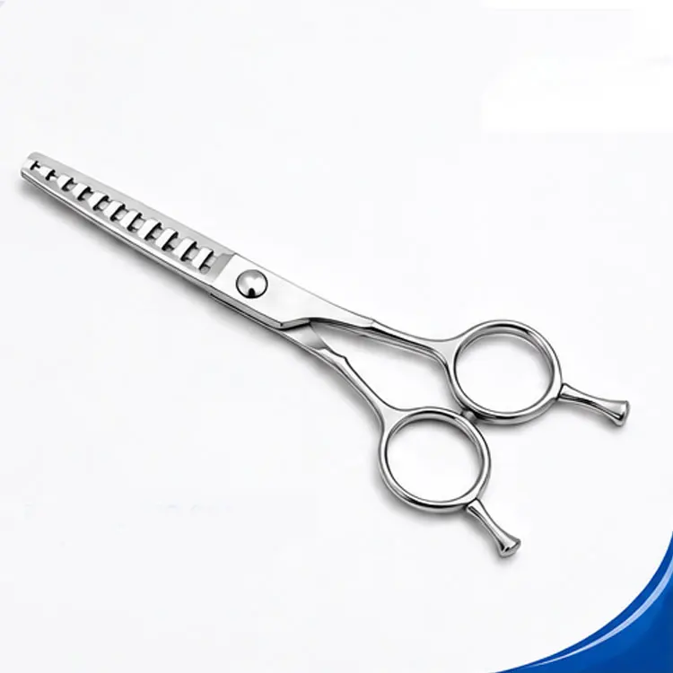 Stainless Steel Hair Thinning Scissors With Toothed Blade Adjustable Screw And Finger Ring Handle For Barber Salon Hair Styling