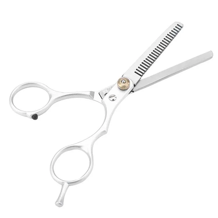 Stainless Steel 15.5cm Hair Thinning Scissors With 24 Teeth Adjustable Screw And Silver Finish For Barber Salon Use
