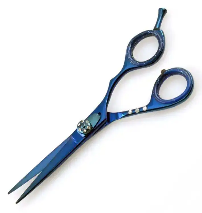High Quality Professional Razor Sharp Right-handed Medium Handle Hairdressing Scissors Barber Salon Shears Stainless Steel Blue