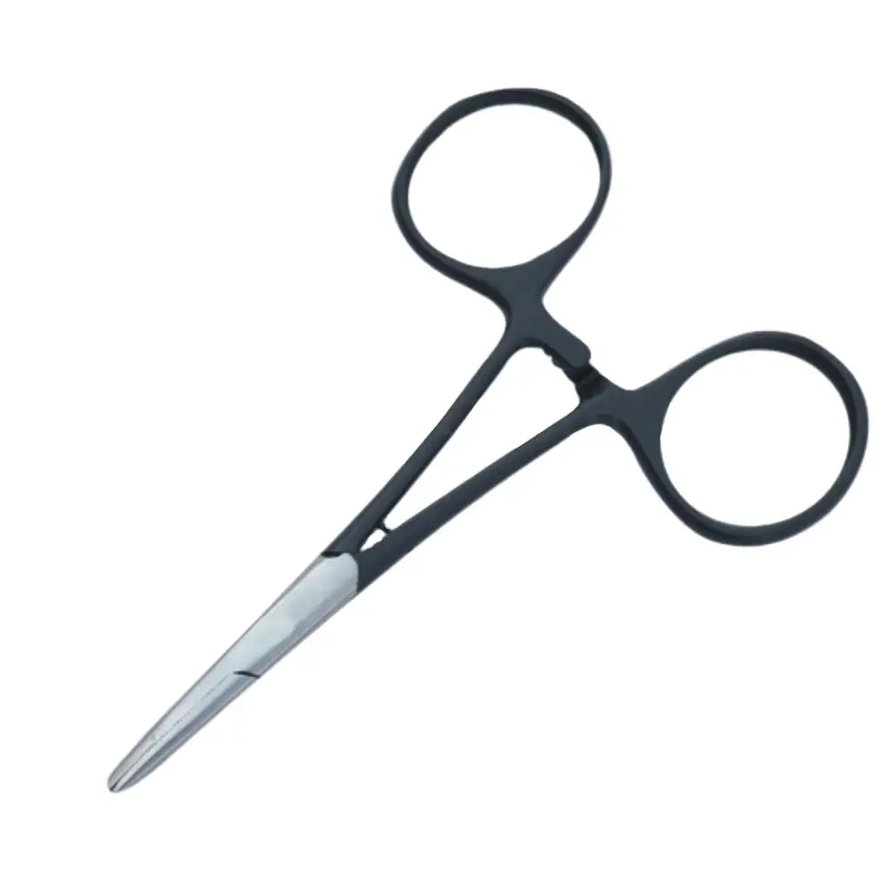Black Color Coated Stainless Steel Fly Fishing Clamp Forceps Fishing Plier Durable Professional Fly Tying Tool