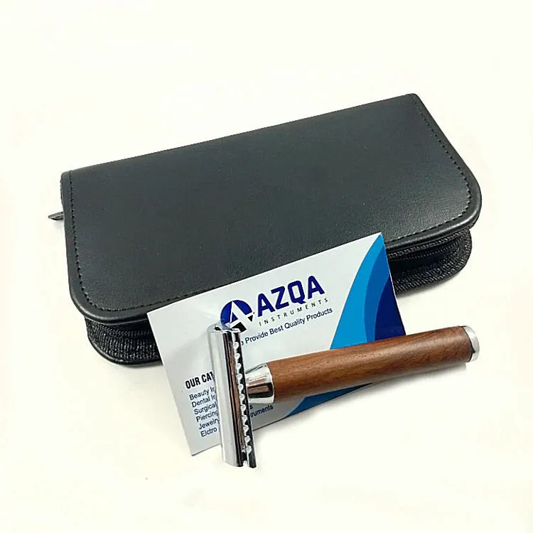 Stainless Steel Wooden Handle Safety Razor Double Edge Shaving Tool With Ergonomic Grip For Barber And Personal Grooming