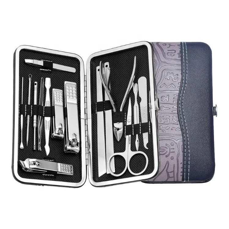 Professional Manicure &amp; Pedicure Nail Clippers Grooming Kit Stainless Steel Personal Care Set For Women With Travel Case