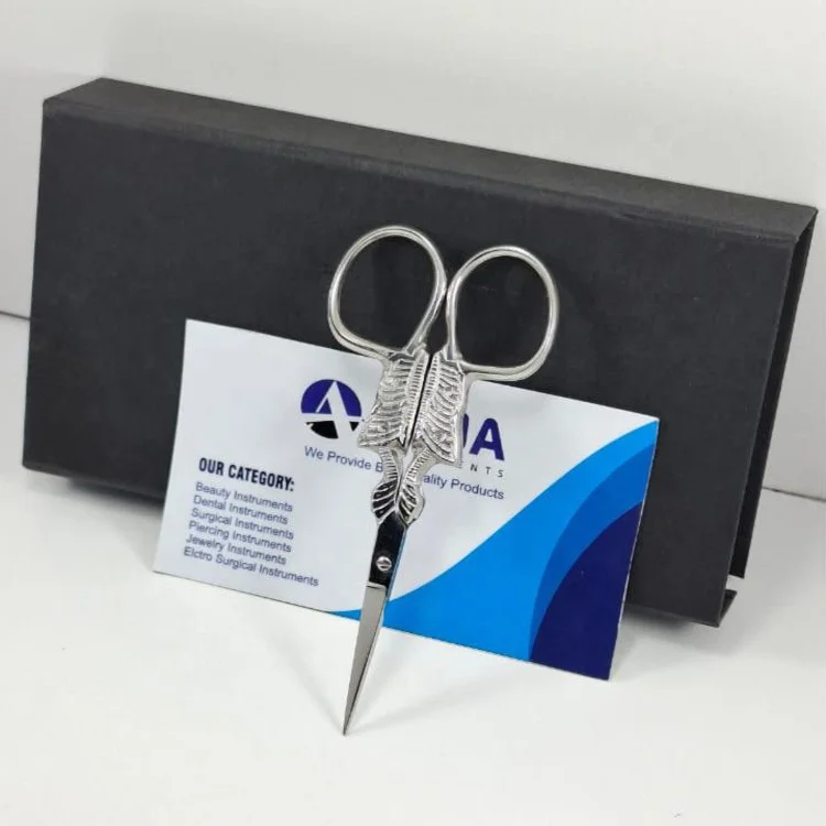 Stainless Steel Embroidery Scissors Partially Serrated Edge Small Sharp Blades Decorative Handle For Precise Thread Cutting