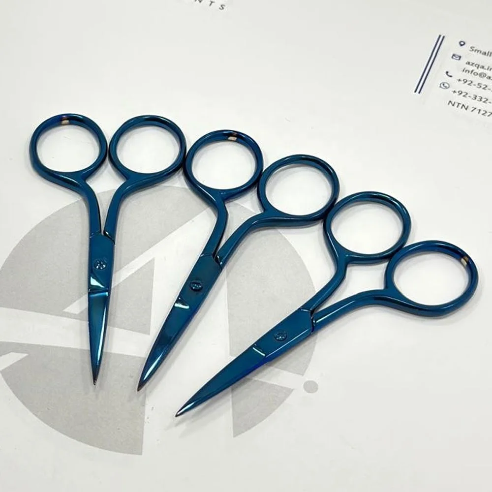 Blue Color Embroidery Scissors Industrial Grade Stainless Steel Handle Serrated Smooth Edge Oem