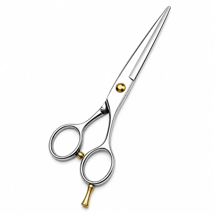 Stainless Steel Professional Hair Cutting Scissors With Gold Screw And Finger Rest For Barber Salon Hairdressing
