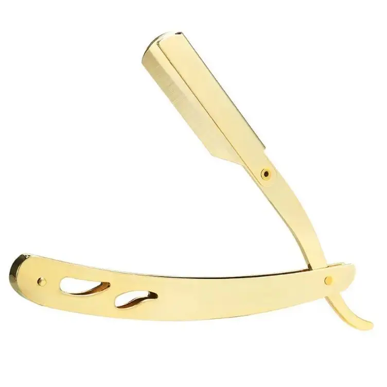 Professional Gold Plating Beauty Salon Shaving Razor Manual Folding Barber Single Blade Shaving Razor