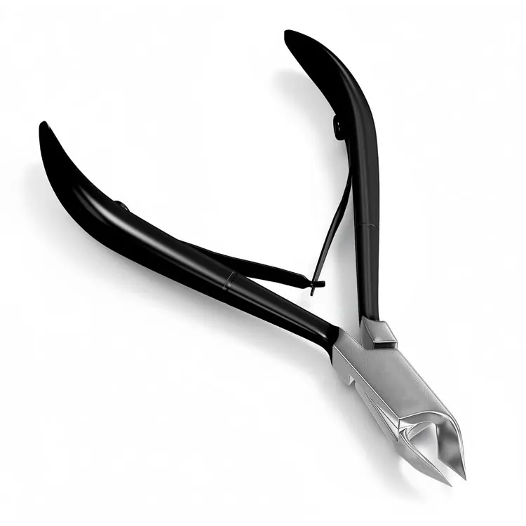 Stainless Steel Cuticle Nipper With Sharp Blades And Black Coated Handle Double Spring For Professional Manicure Nail Care