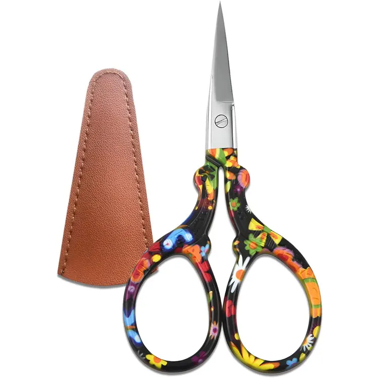 Professional Stainless Steel Floral Pattern Embroidery Scissors With Sharp Fine Tips For Sewing Craft Needlework