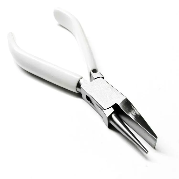 Stainless Steel Ring Bending Plier With White Pvc Grip Handle For Jewelry Setting Body Jewelry Adjustment And Wire Forming