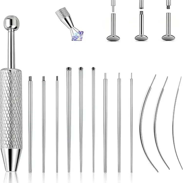 Stainless Steel Piercing Taper Ball Grabber Tool Set For 14g 16g 18g 20g Body Jewelry Changing And Insertion