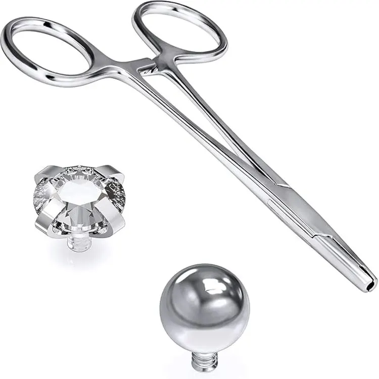 Stainless Steel 5-inch Dermal Anchor Holding Forceps With 3mm Tip For Professional Body Piercing