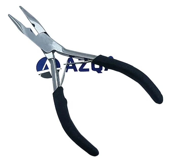 Stainless Steel Hair Extension Pliers With Double Spring Mechanism And Black Soft Grip Handles For Hair Extension Application
