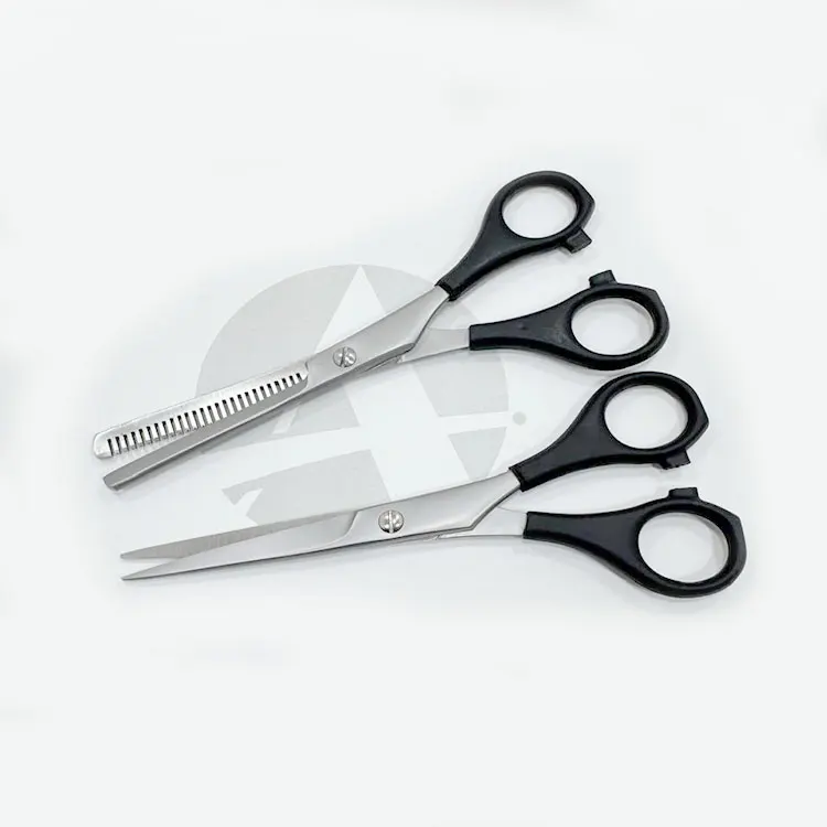 Stainless Steel Plastic Handle Barber Hair Cutting And Thinning Scissors Set For Professional Salon And Home Grooming