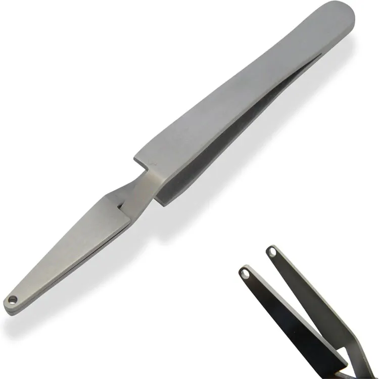 Stainless Steel 4 Inch Reverse Action Ball Holding Tweezers With 4mm Hole For Body Jewelry And Body Piercing
