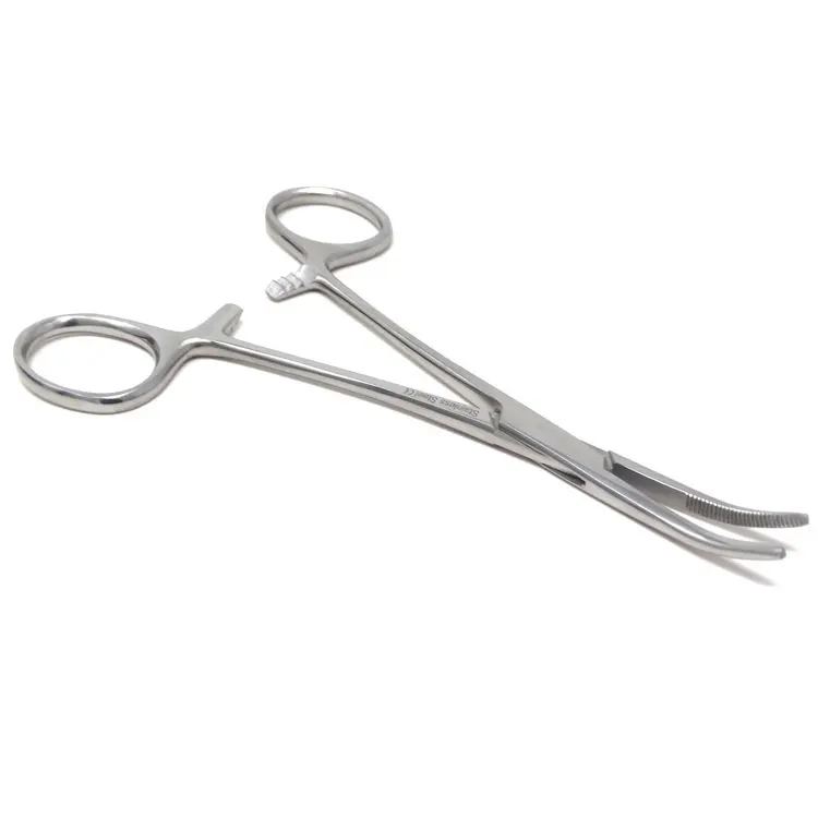 Stainless Steel 5.5 Inch Locking Curved Piercing Pliers With Half Serrated Jaws For Professional Body Piercing