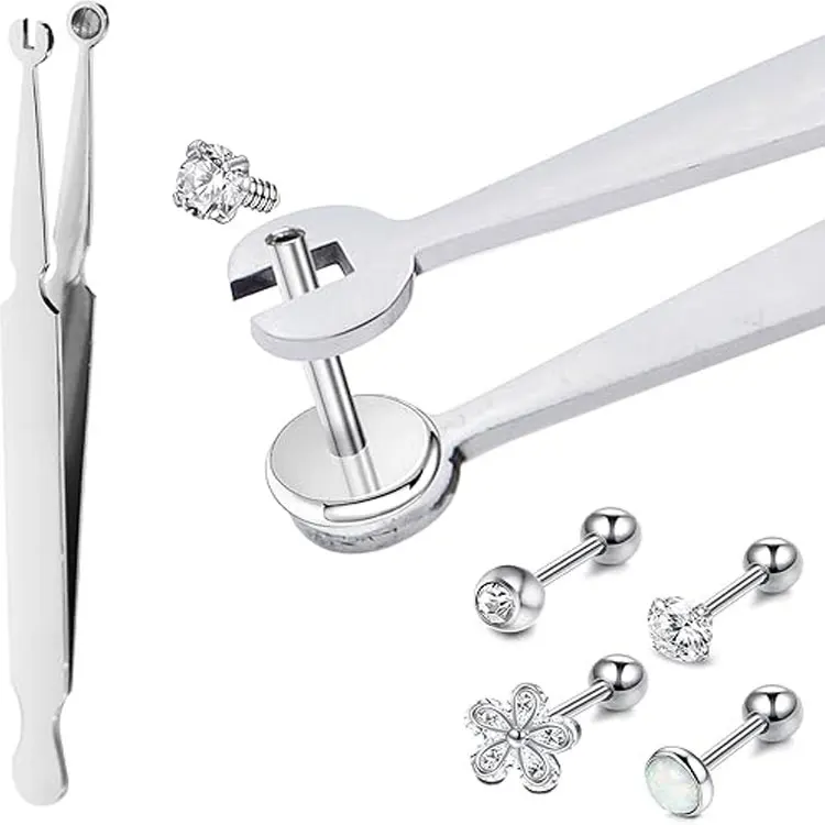 Professional Stainless Steel Piercing Barbell Clamp Tweezers For Professional Body Piercing And Barbell Holding