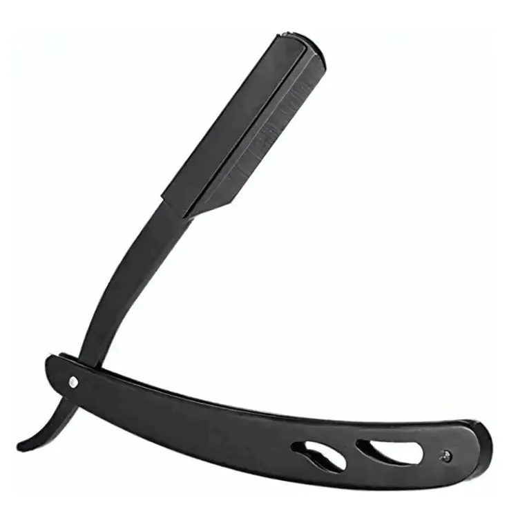 Wholesale Stainless Steel Black Color Coated Barber Folding Razor With Single Blade For Professional Face Shaving Beard Grooming