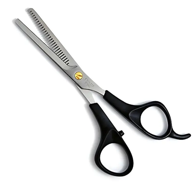 Stainless Steel 28 Teeth Hair Thinning Scissors With Black Plastic Handle For Professional Hairdressing