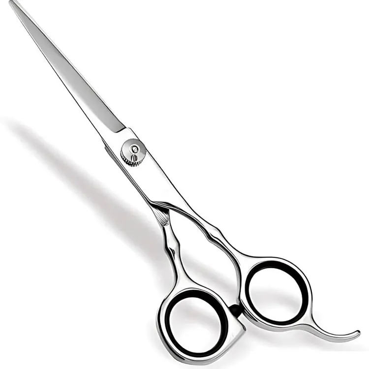 Stainless Steel 6.8 Inch Hair Cutting Scissors With Adjustable Tension Screw Rubber Rings And Finger Rest