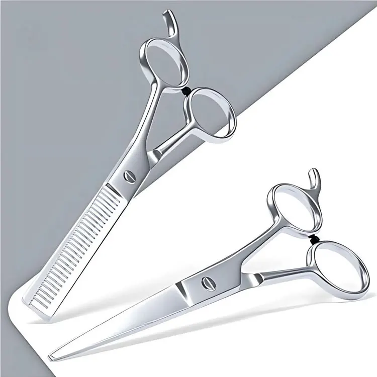 6.5 Inch Stainless Steel Hair Cutting And Thinning Scissors Set With Adjustable Tension Screw For Professional Salon Use