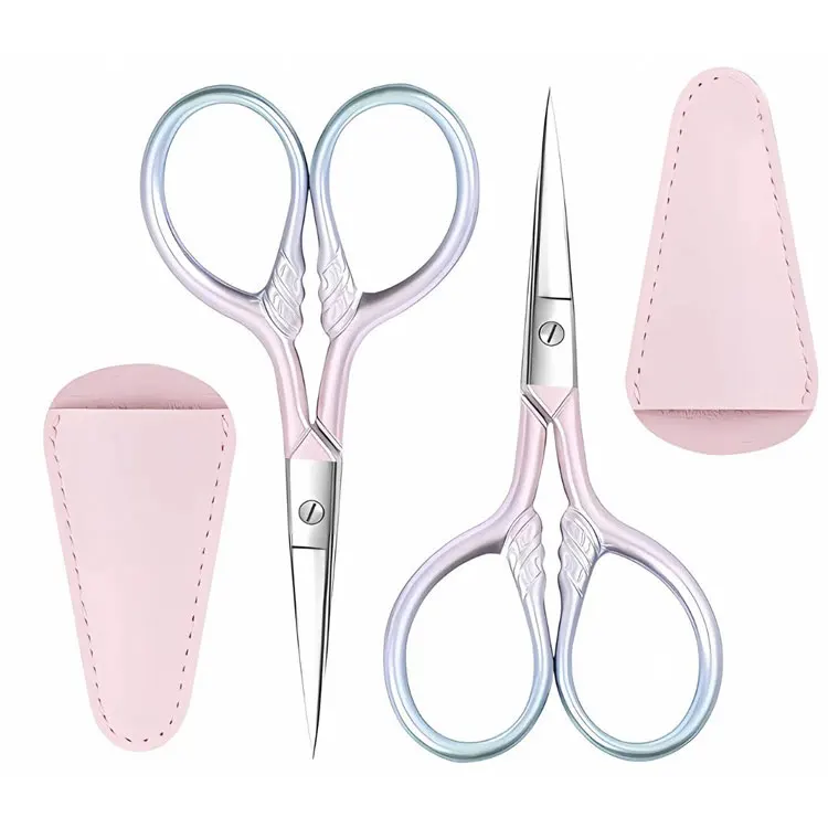 Stainless Steel Beauty Multi-functional Facial Grooming Scissors Straight Blade Sharp Tip For Eyebrow Nose Hair Mustache Care