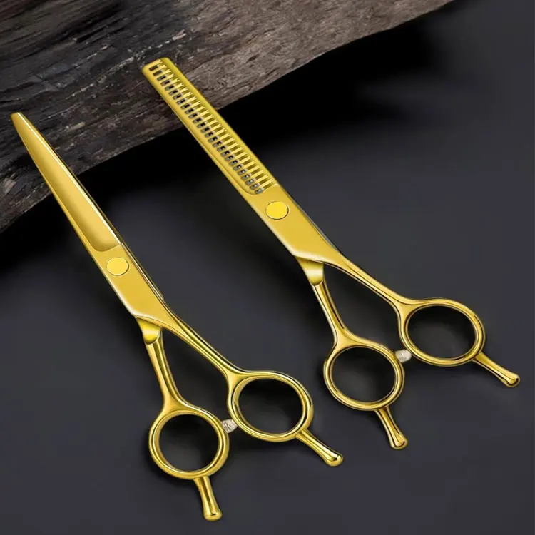 6.5 Inch Stainless Steel Hairdressing Shears With Polished Gold Finish Ergonomic Handles For Professional Hair Cutting