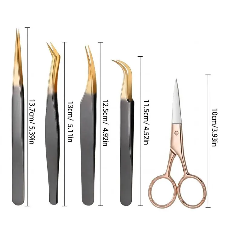 Stainless Steel Durable Eyelash Extension Tweezers Set Perfect Grip Precision Scissors For Professional Lash Beauty Grooming