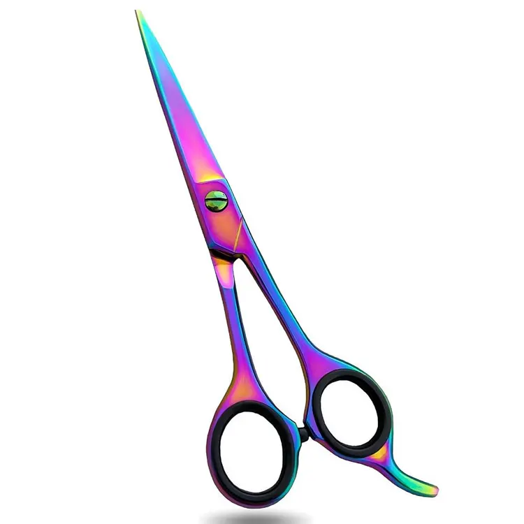 Stainless Steel Rainbow Titanium Coated Barber Hair Cutting Scissors For Professional Salon Hair Styling