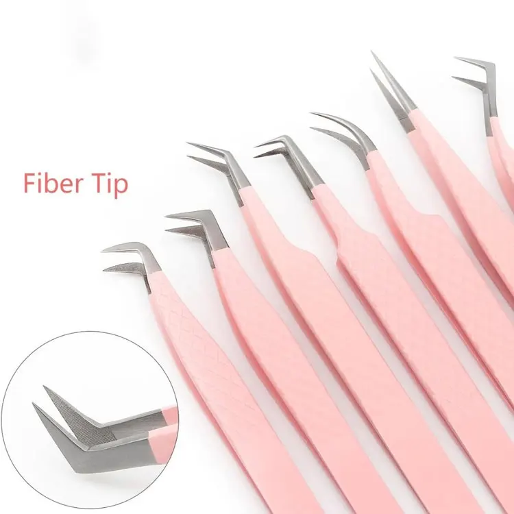 Stainless Steel Professional Eyelash Extension Tweezers Set With Straight Curved L Shape And Boot Tip Designs