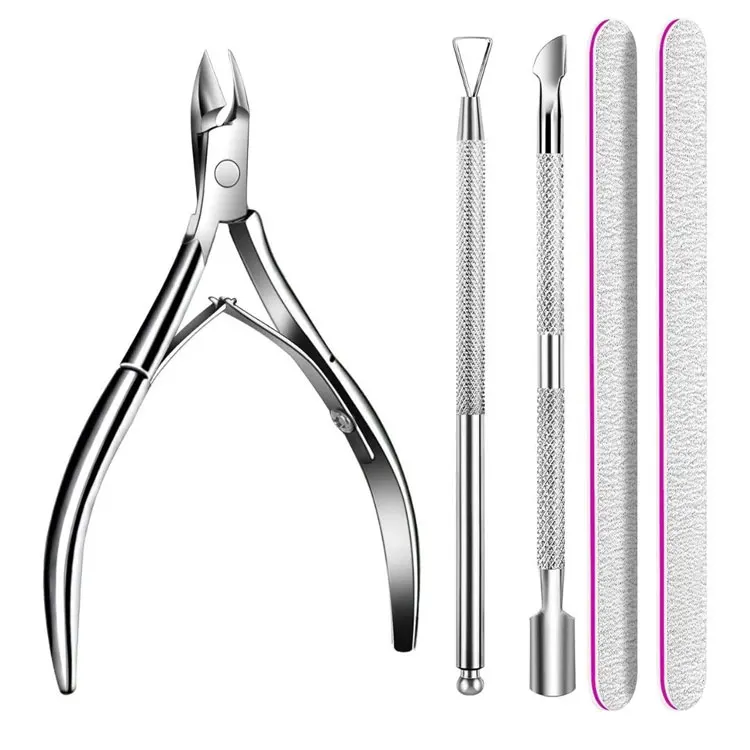 Stainless Steel Professional Durable Manicure And Pedicure Kit With Cuticle Nipper Cuticle Pusher Nail Cleaner Nail Files Set