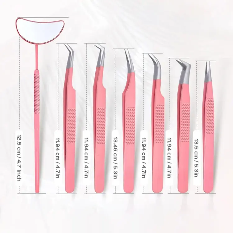 Stainless Steel Professional Eyelash Extension Tweezers Set With Lash Mirror For Precision Lash Application And Isolation