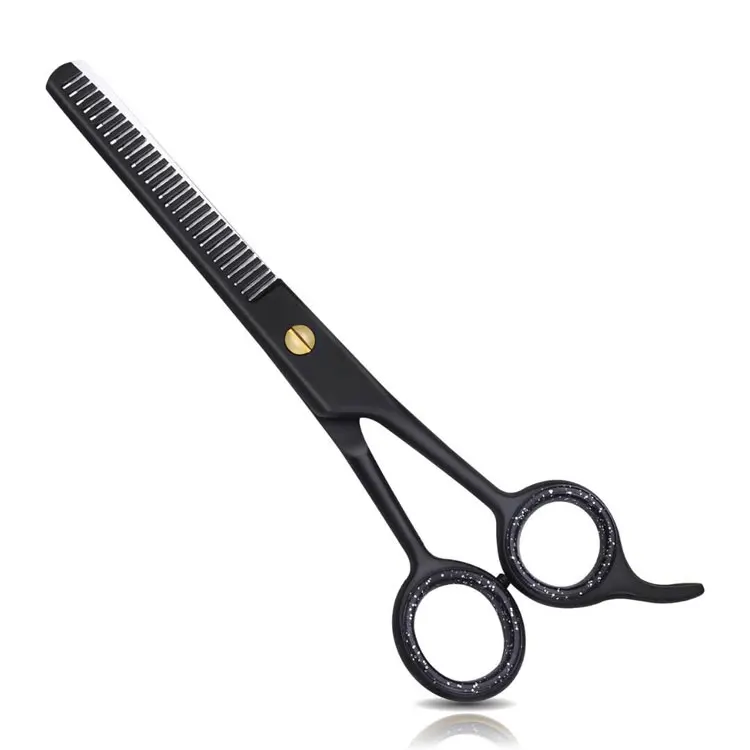 Stainless Steel Black Coated Barber Hair Thinning Scissors With 28 Teeth Right-handed For Professional Hair Texturizing Blending