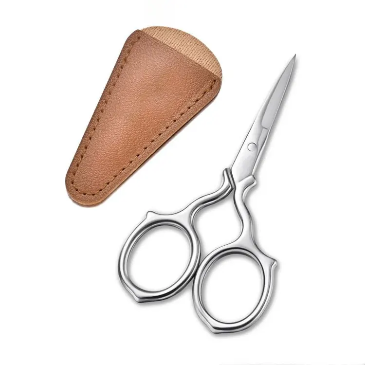 Premium Stainless Steel Beauty Grooming Scissors With Protective Pu Leather Pouch For Precision Trimming