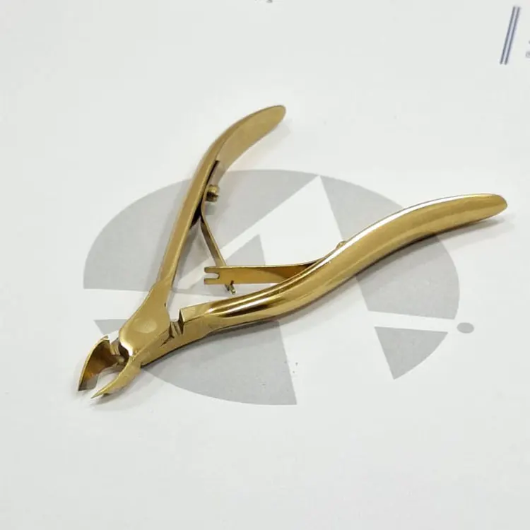Premium Stainless Steel Gold Finish Cuticle Nipper With Double Spring Handle For Professional Nail Care