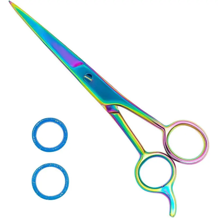 Stainless Steel Rainbow Titanium Coated Hair Cutting Scissors For Professional Barber And Salon Styling