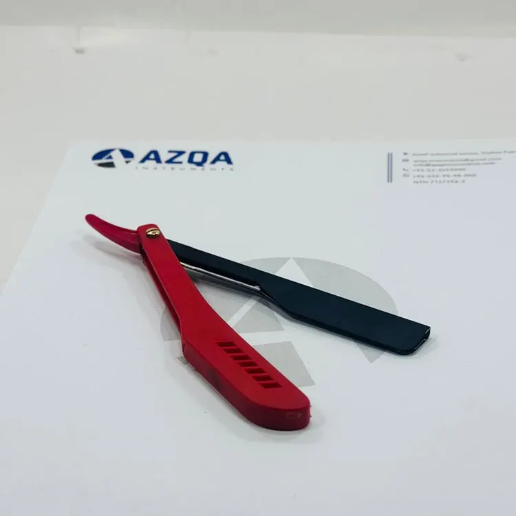 Stainless Steel Red And Black Straight Razor Holder With Adjustable Screw For Disposable Blades Professional Barber Tool