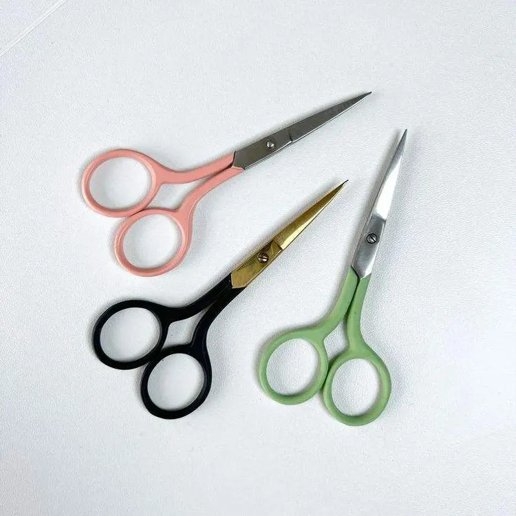 Stainless Steel Embroidery Scissors With Assorted Pastel Handles And Leather Pouch For Sewing And Needlework