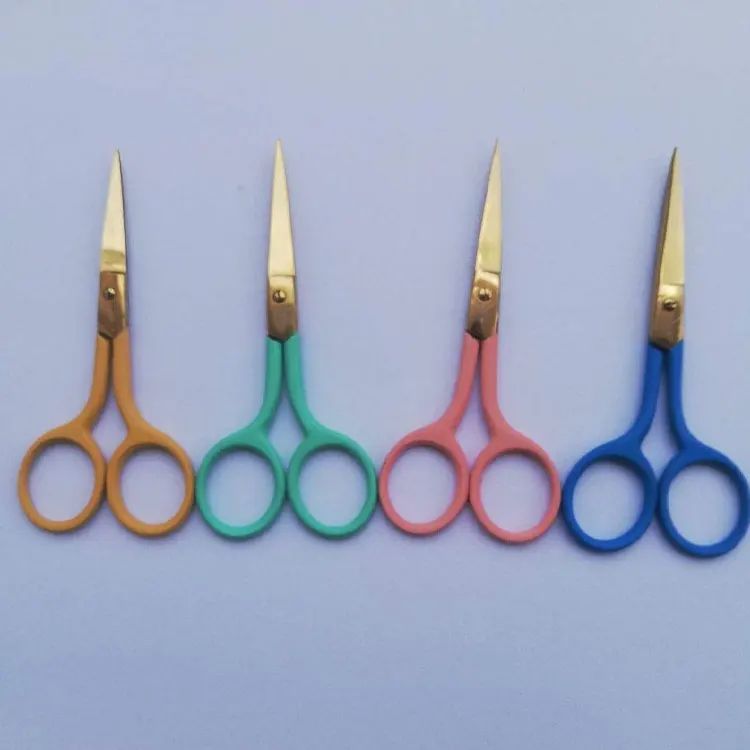 Stainless Steel Coloured Embroidery Scissors With Gold Blades For Thread Cutting Sewing And Needlework